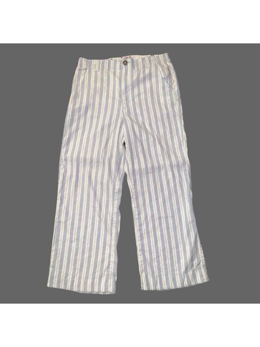 Sundance Women's White Striped Linen Wide Leg High Rise Coastal Trousers Size 10